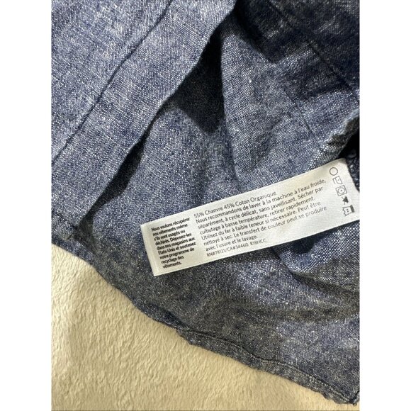 Eileen Fisher Women’s XS Blue Organic Cotton Button Front Shirt Top - Picture 6 of 9